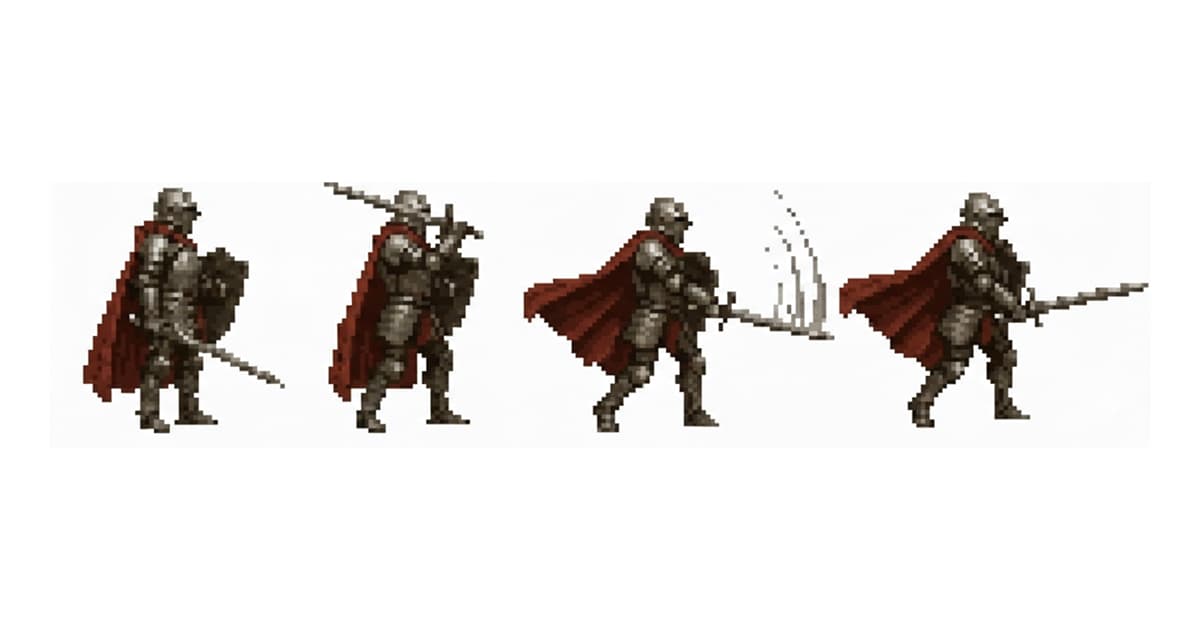 A pixel art character run cycle broken out into four frames with FPS timing