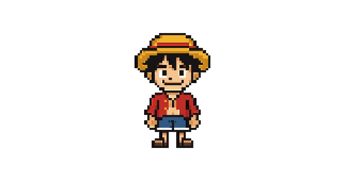 Anime pixel art character examples showing expressive faces and dynamic poses