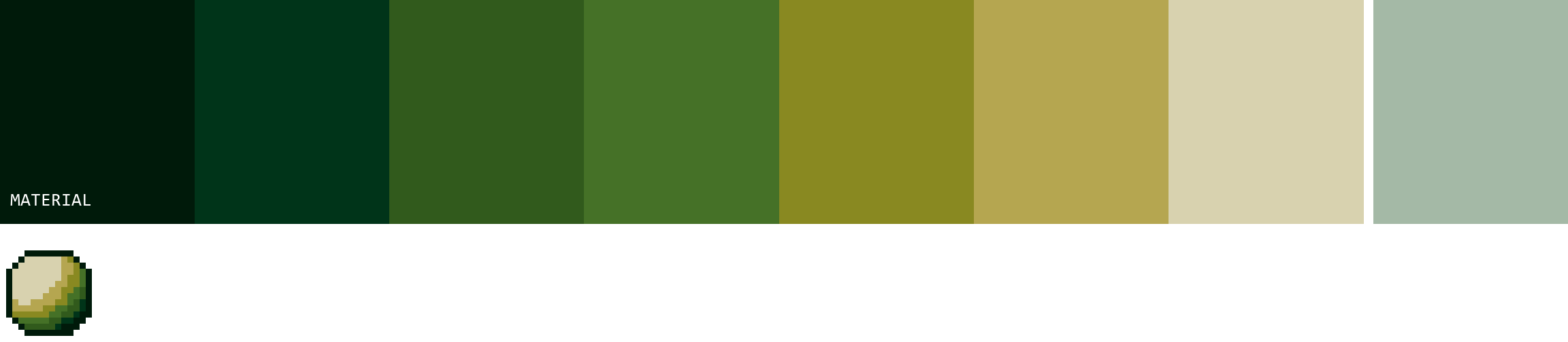 Une palette de 8 couleurs en bande segmentée au-dessus des sphères ombrées que produisent ses rampes