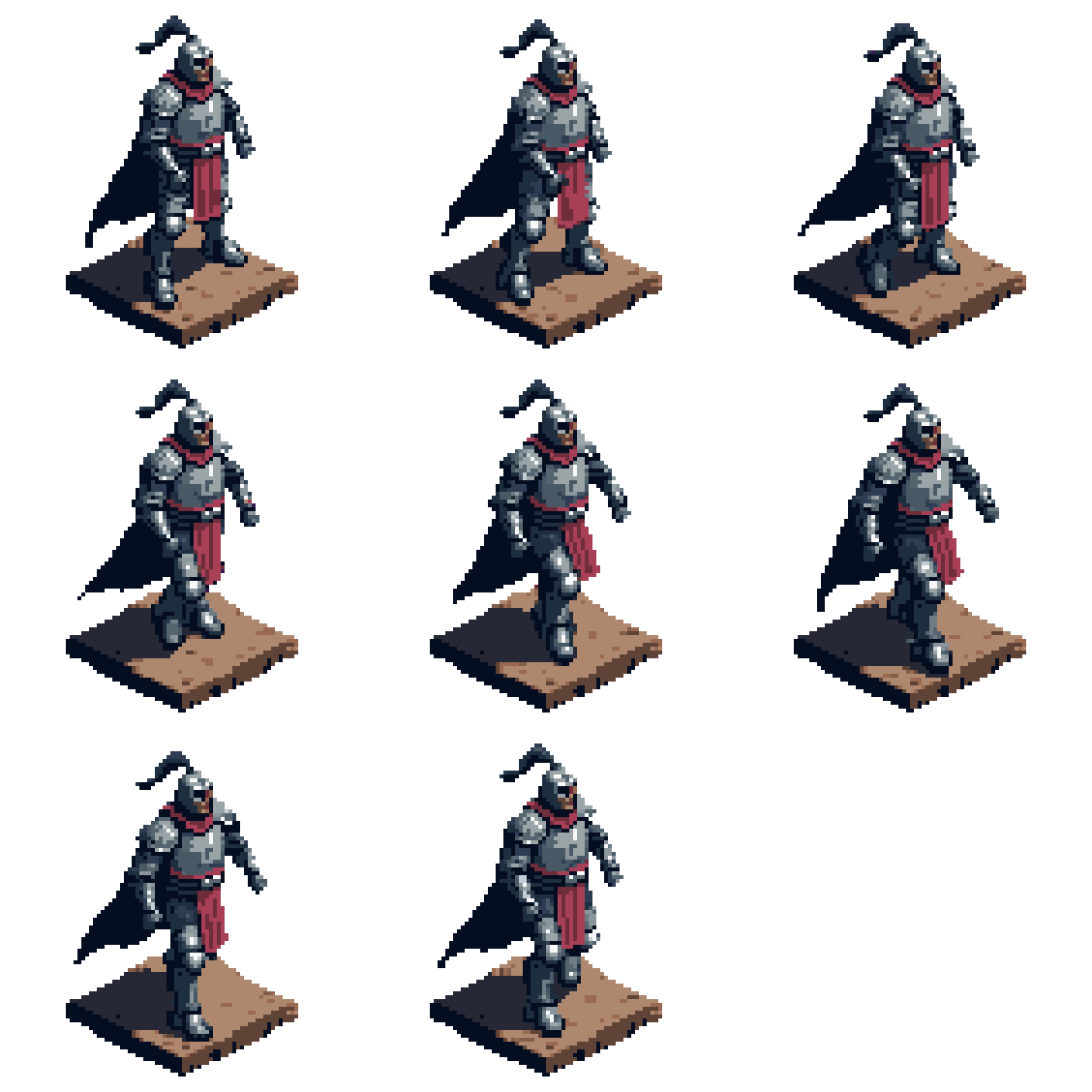 Isometric Knight Walking pixel art