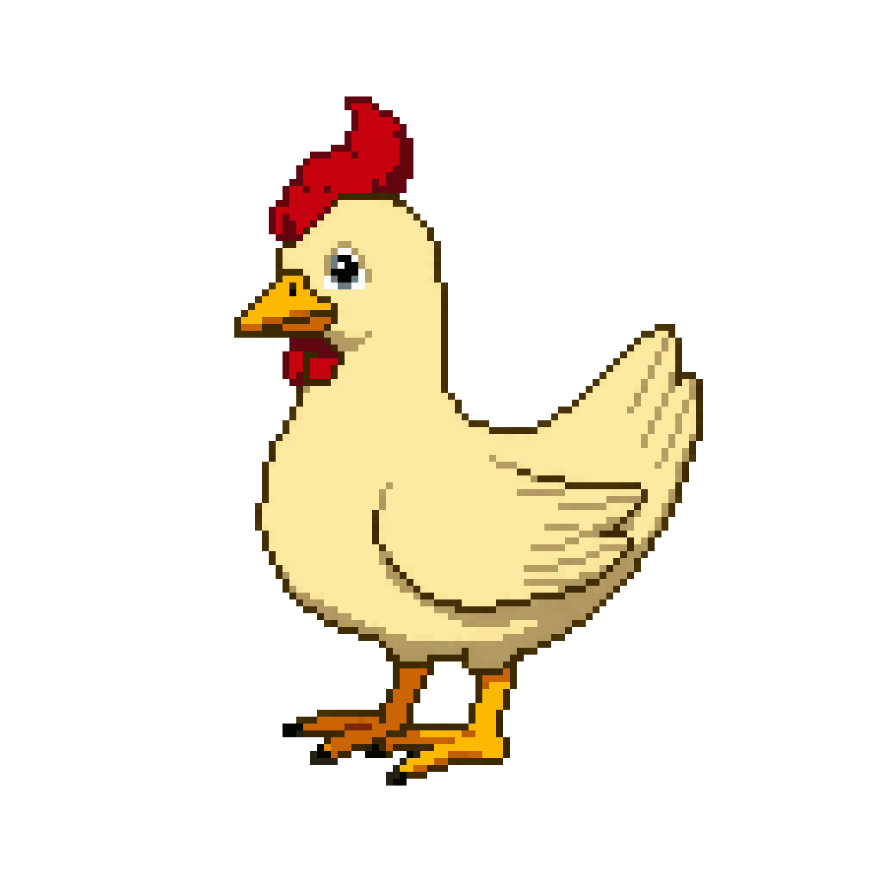 a chicken with a cloud saying 'I'm Rosita' pixel art