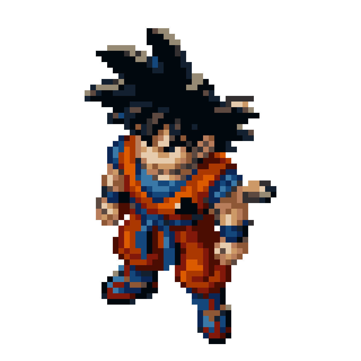Spiky Haired Fighter with Orange Tunic pixel art