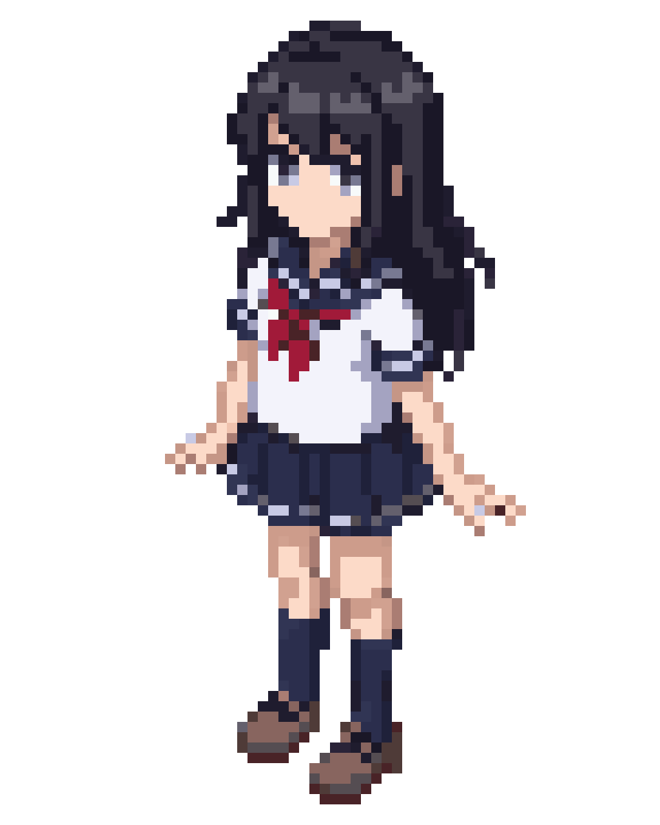 Tokyo sailor school uniform girl pixel art