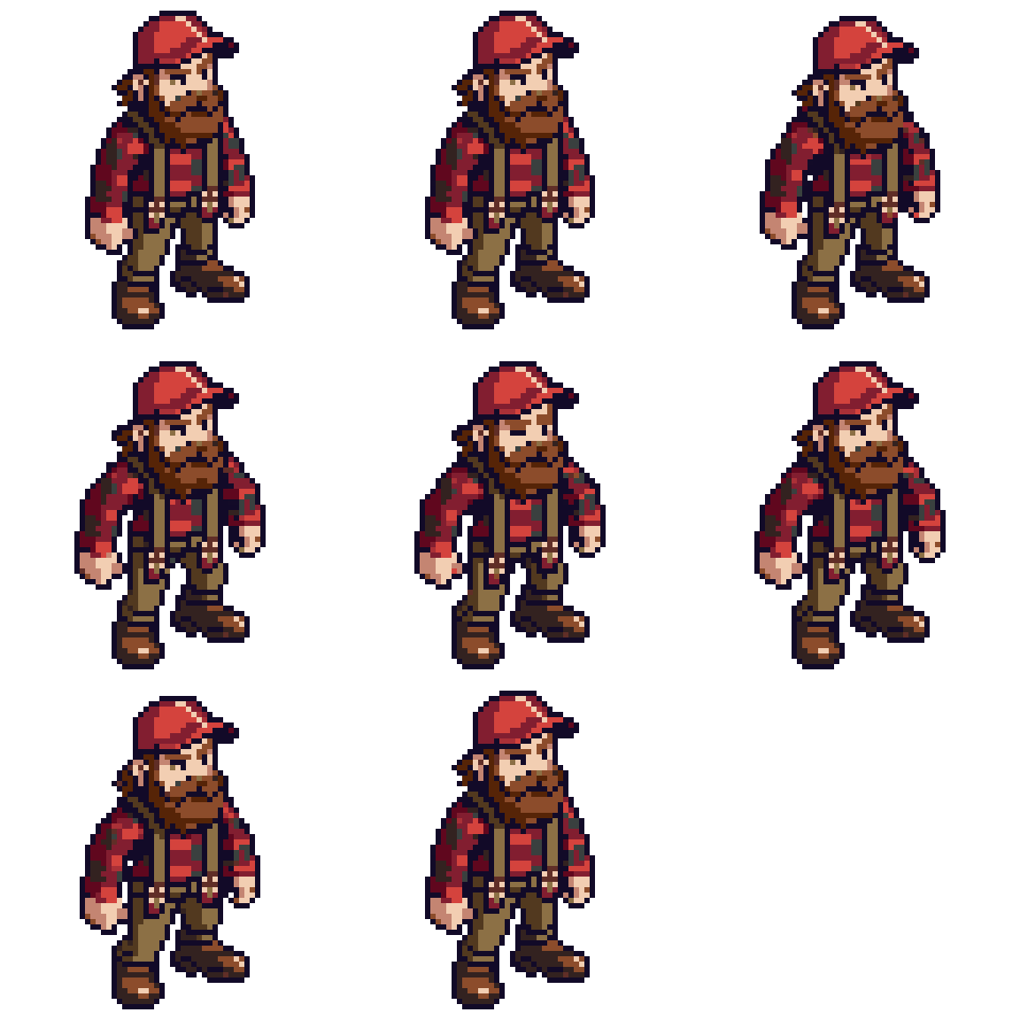 idle pose, slight breathing motion, pixel art