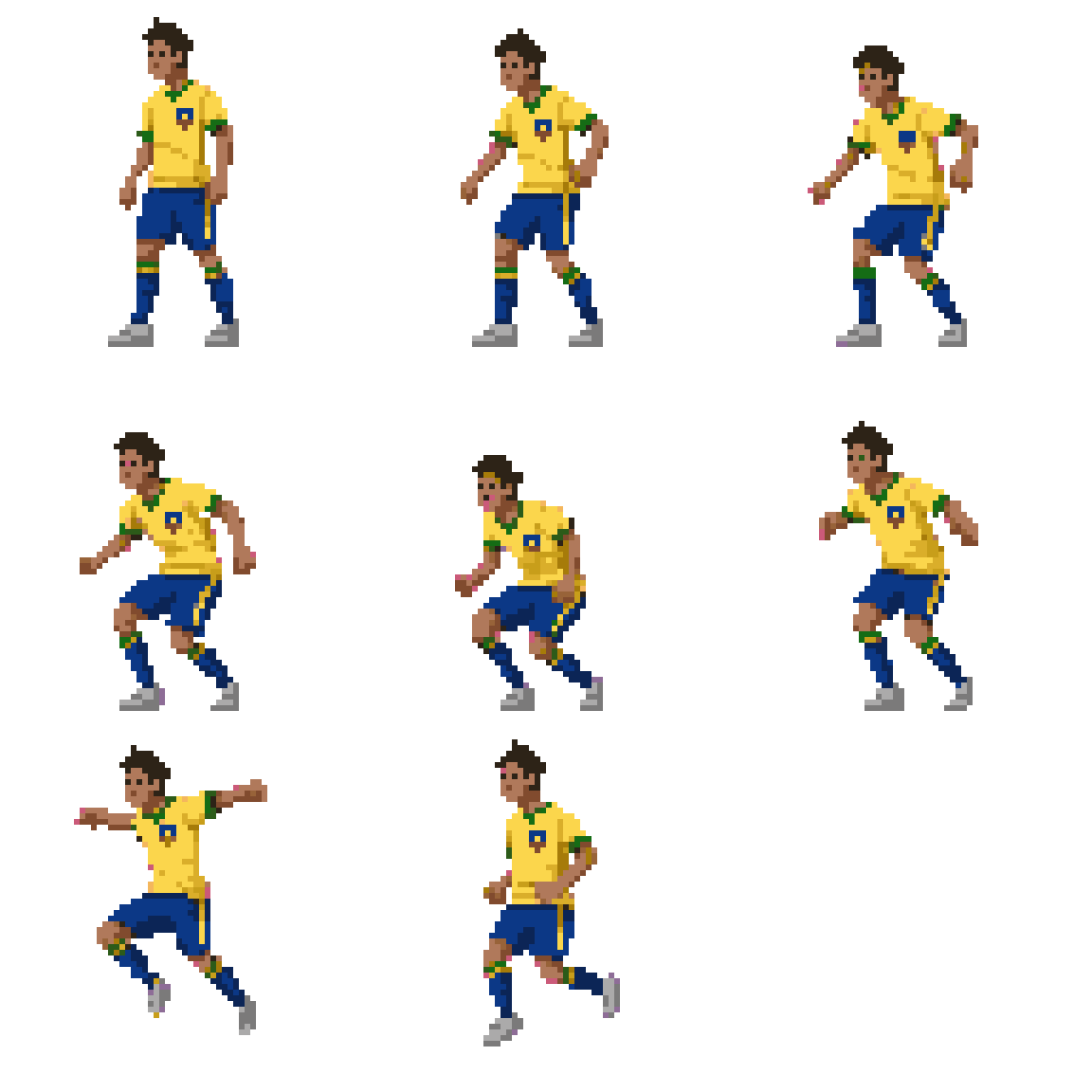 Soccer Player in Yellow Jersey Jumping pixel art