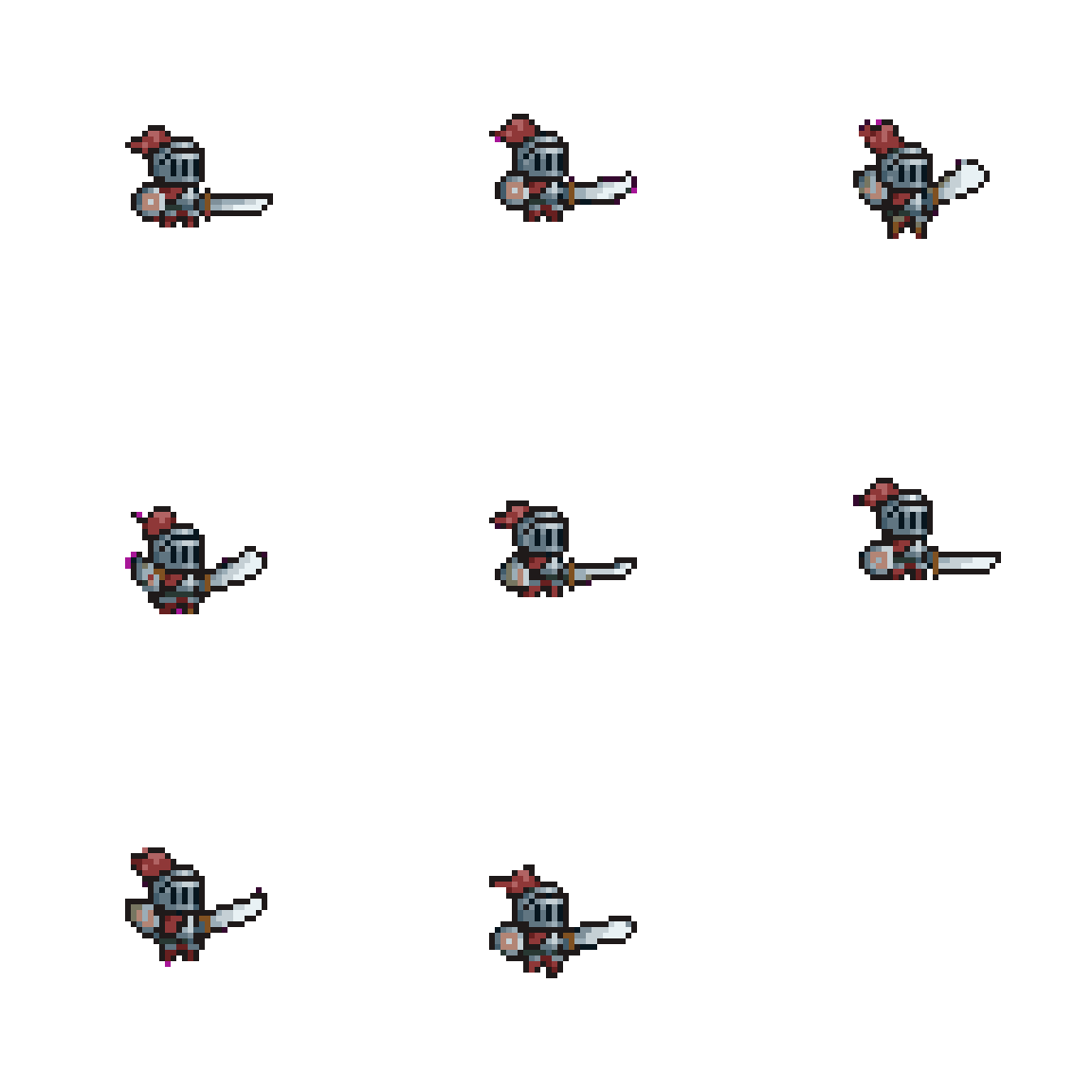 character jumping up and landing, pixel art