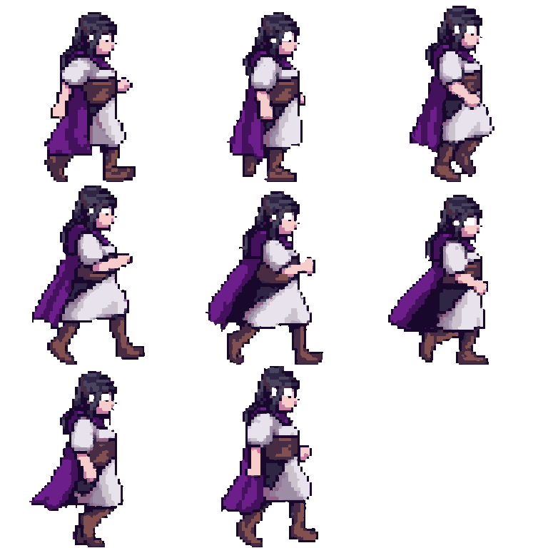 Medieval Woman Character Jumping pixel art