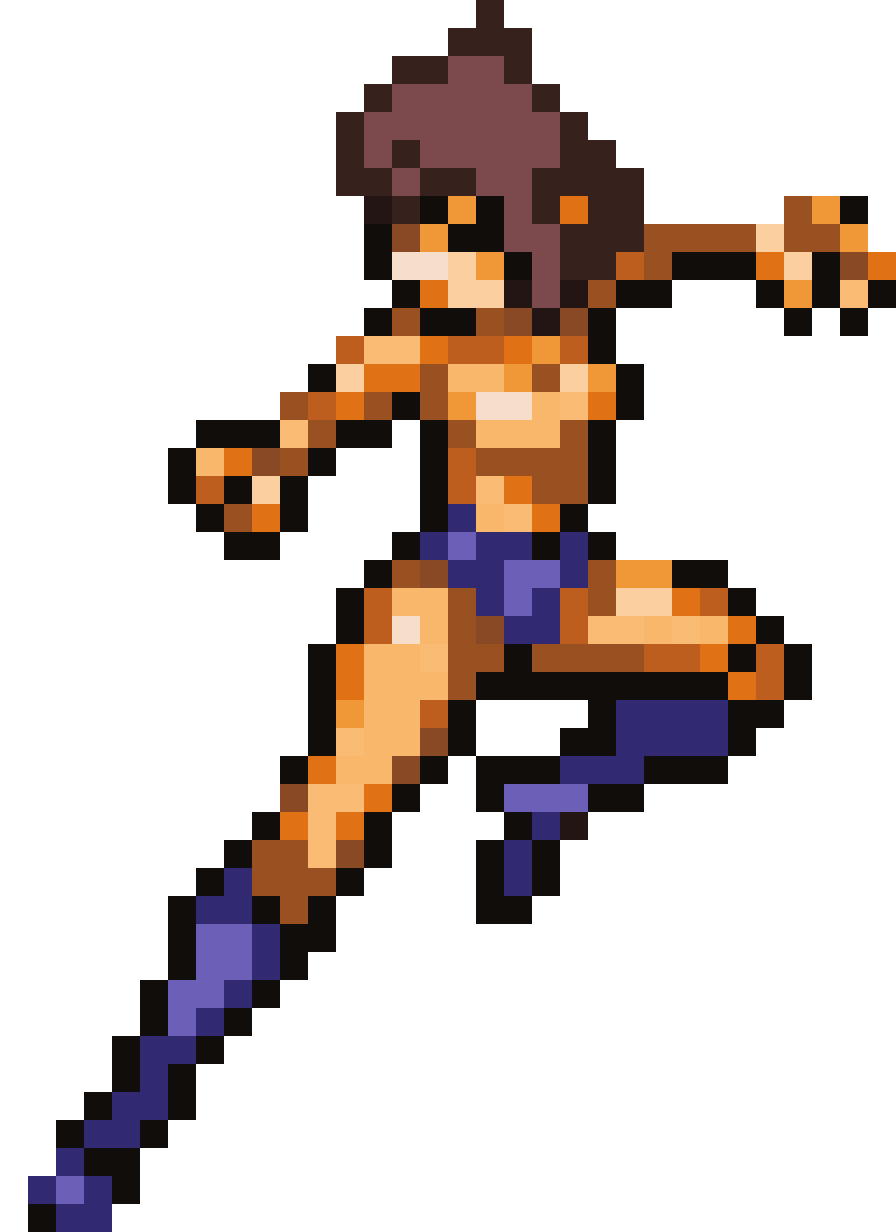 Character performs a side kick pixel art