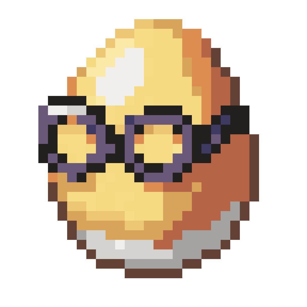 questioning egg with glasses pixel art