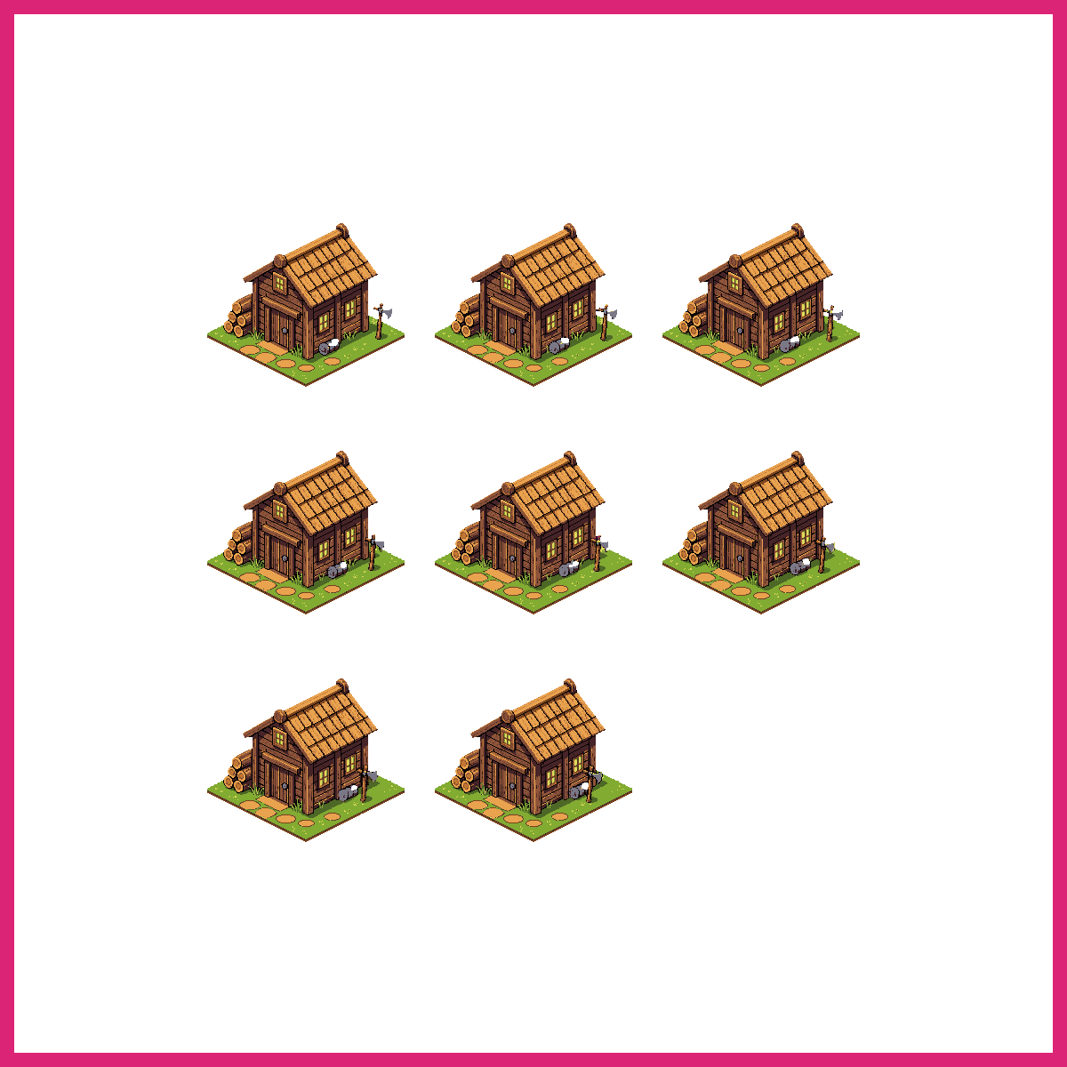 Wooden Cottage House Add Moving Worker And