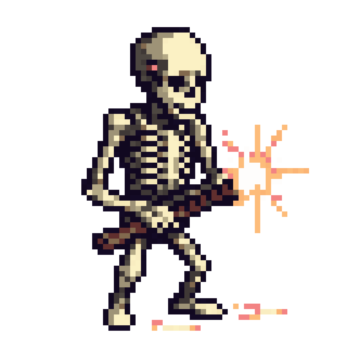 Gun Wielding Scary Skeleton pixel art