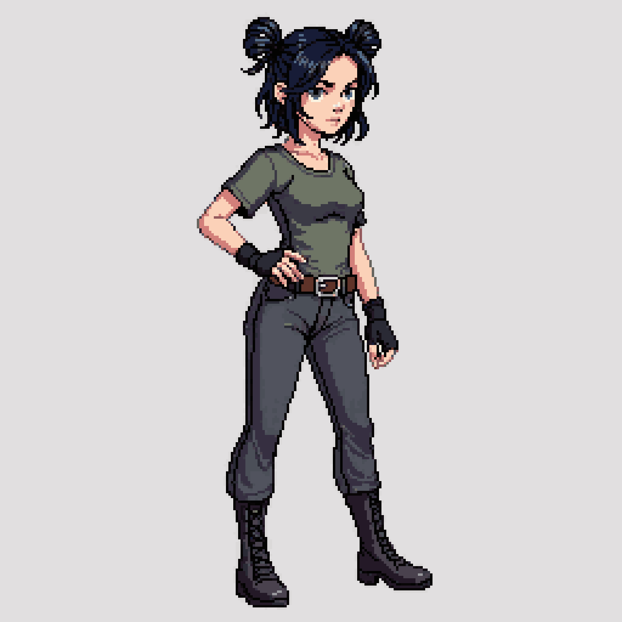Goth Outcast Rogue in Combat Stance pixel art