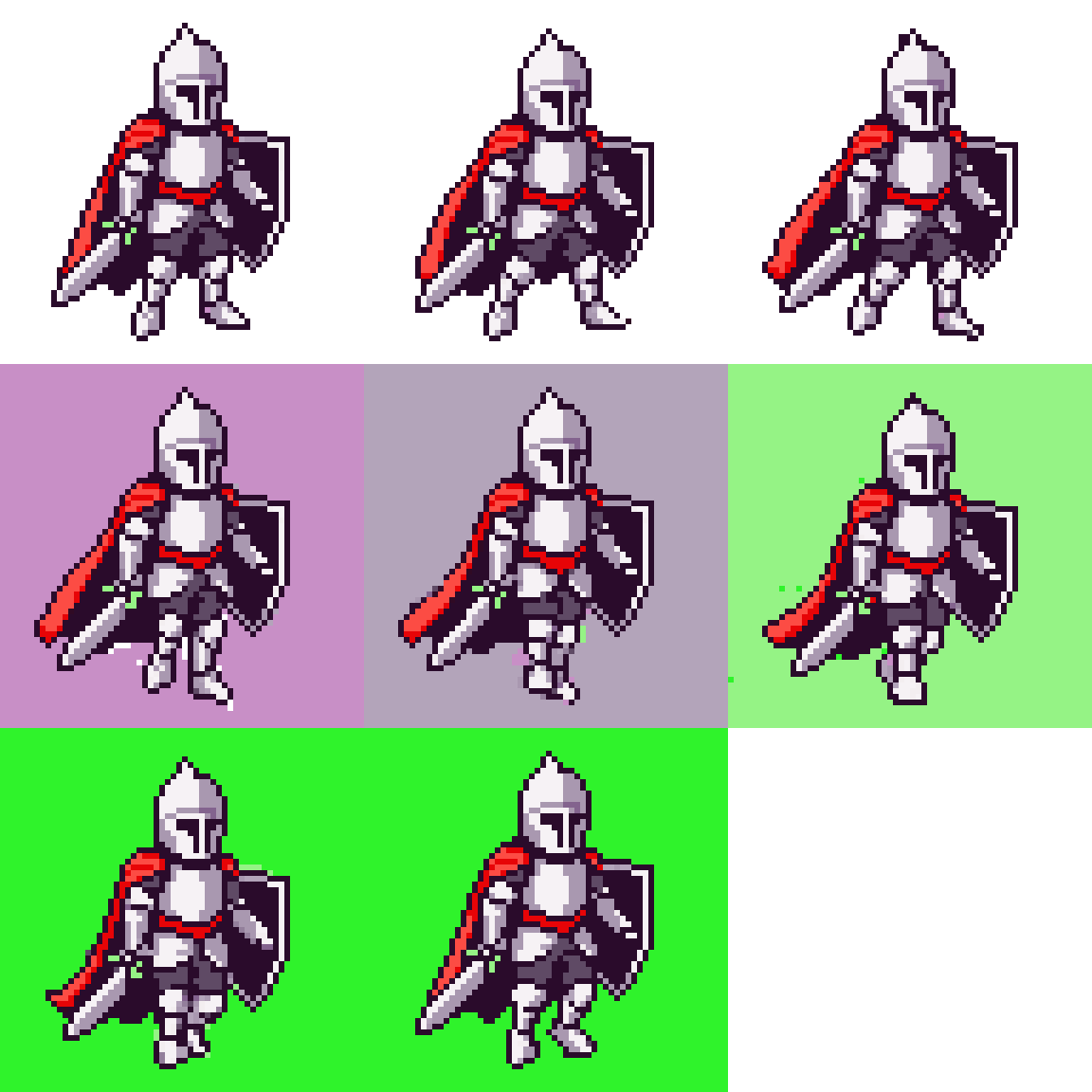 Medieval Knight in Silver Armor Walking pixel art
