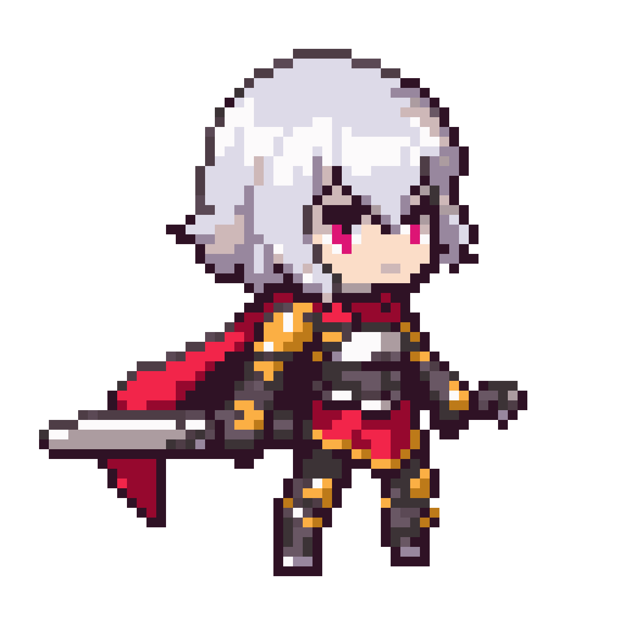 Small girl in red armor with sword pixel art
