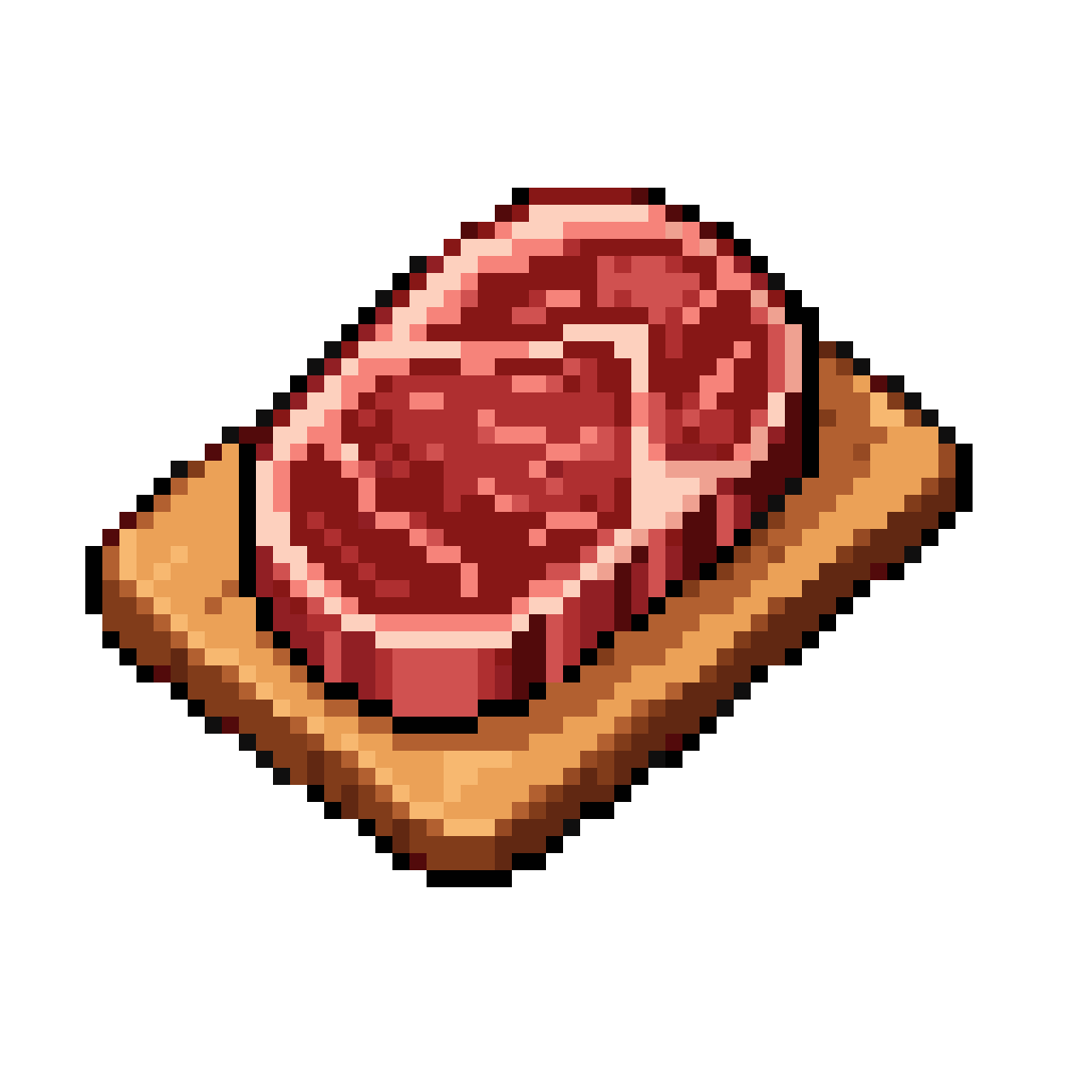 pixel art ribeye steak on cutting board pixel art