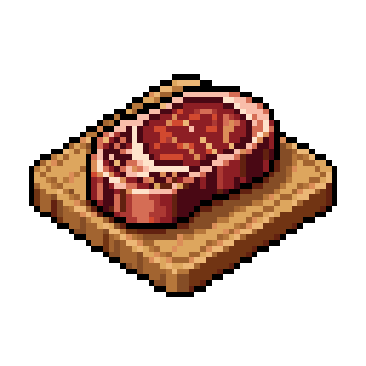 pixel art ribeye steak on cutting board pixel art