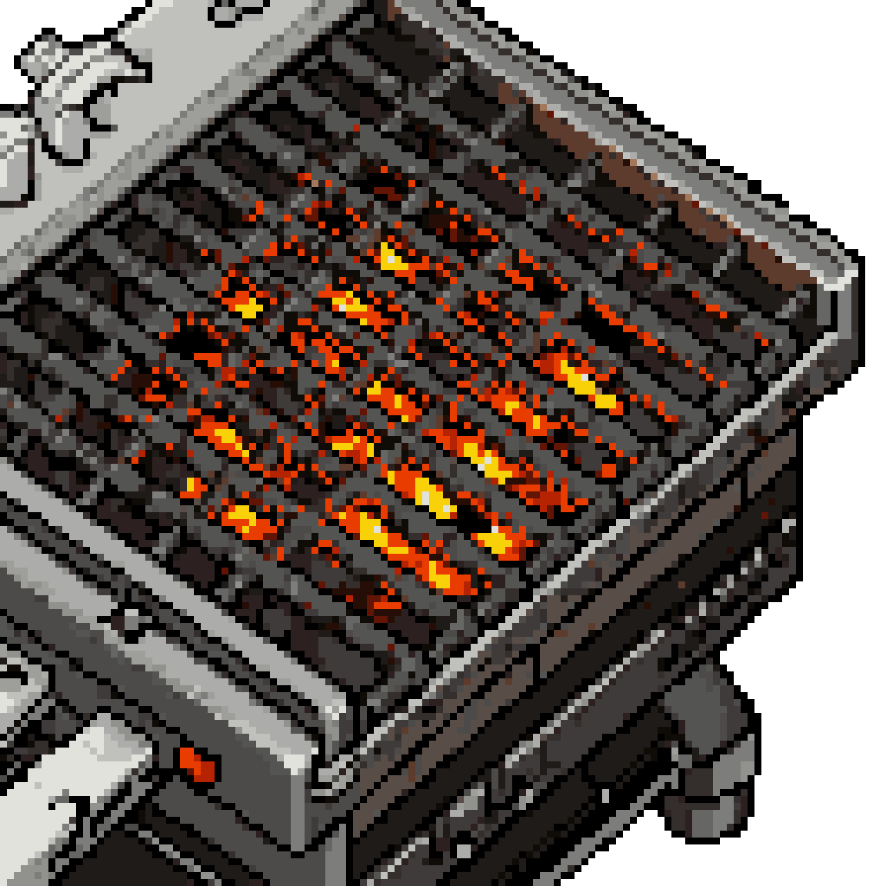 Charcoal Grill with Glowing Embers pixel art