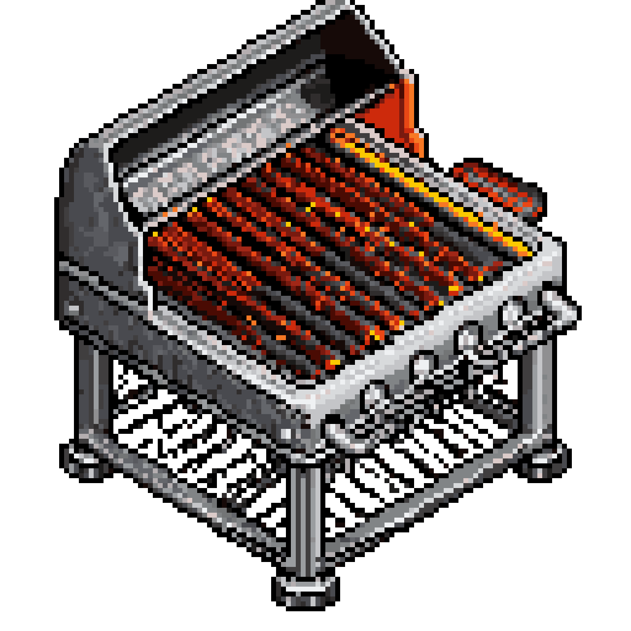 Charcoal Grill with Glowing Embers pixel art