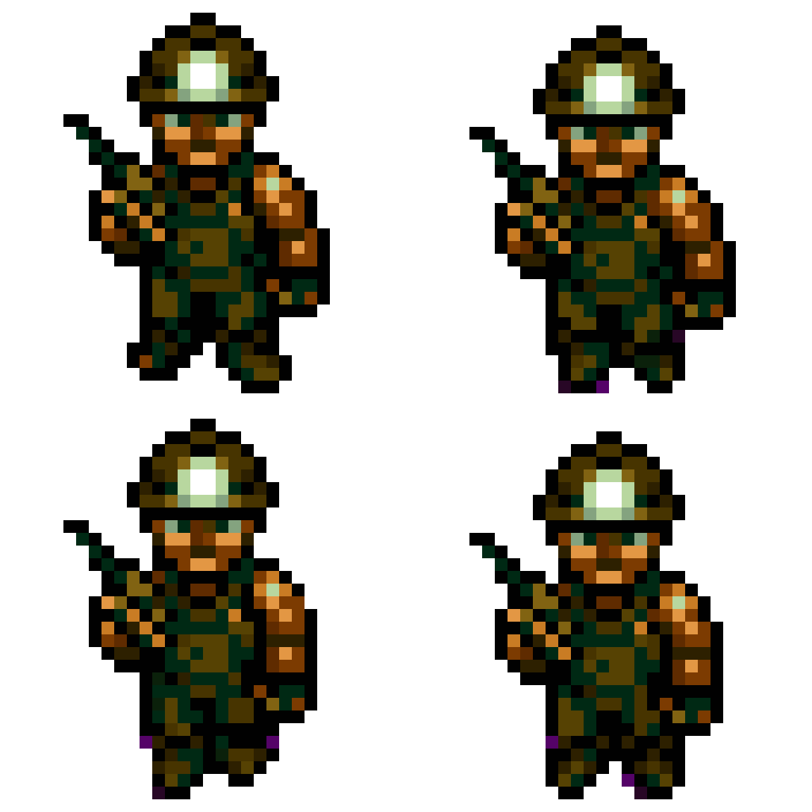 male technician character in overalls Walking pixel art