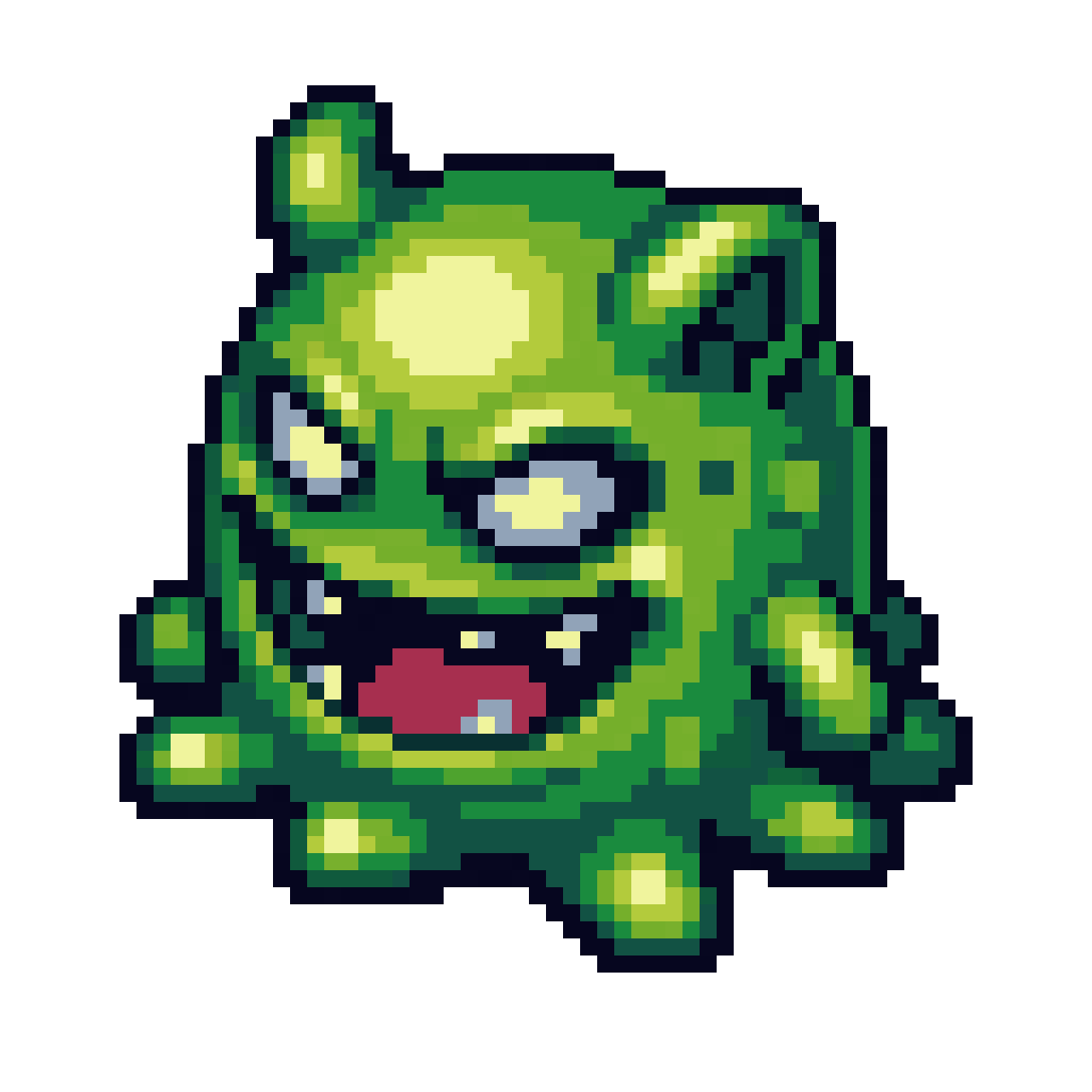 16-bit green slime monster sprite pixel art