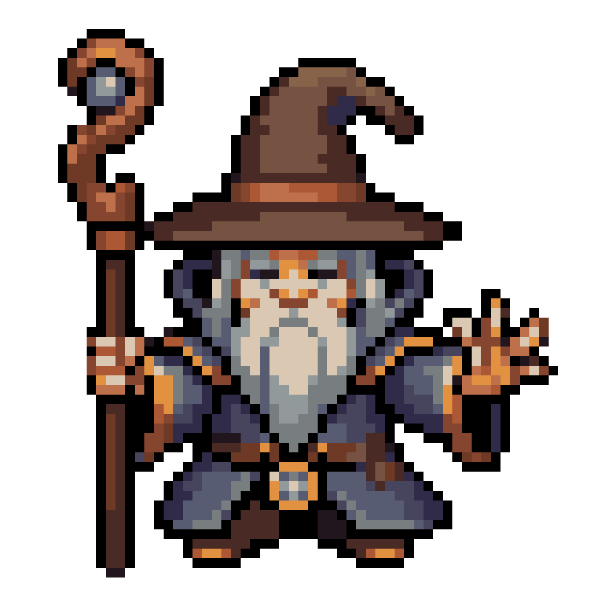 male wizard in idle pose pixel art