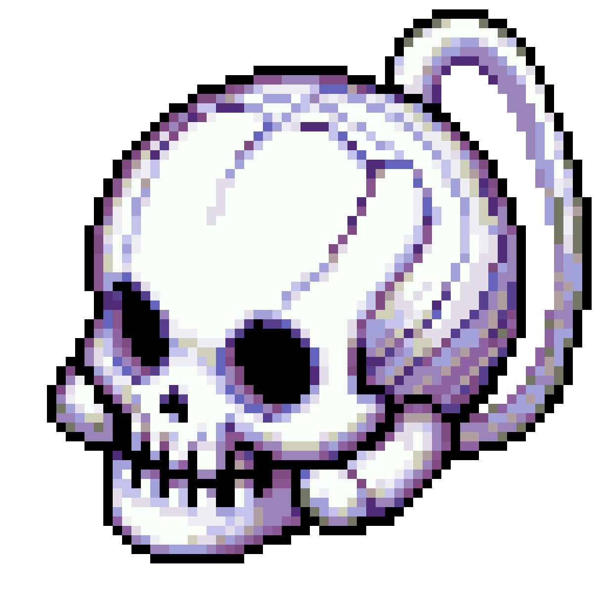 Cute White Skull in Maplestory Style pixel art