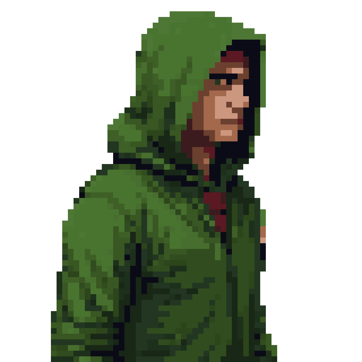 Futuristic Green Clothed Soldier pixel art