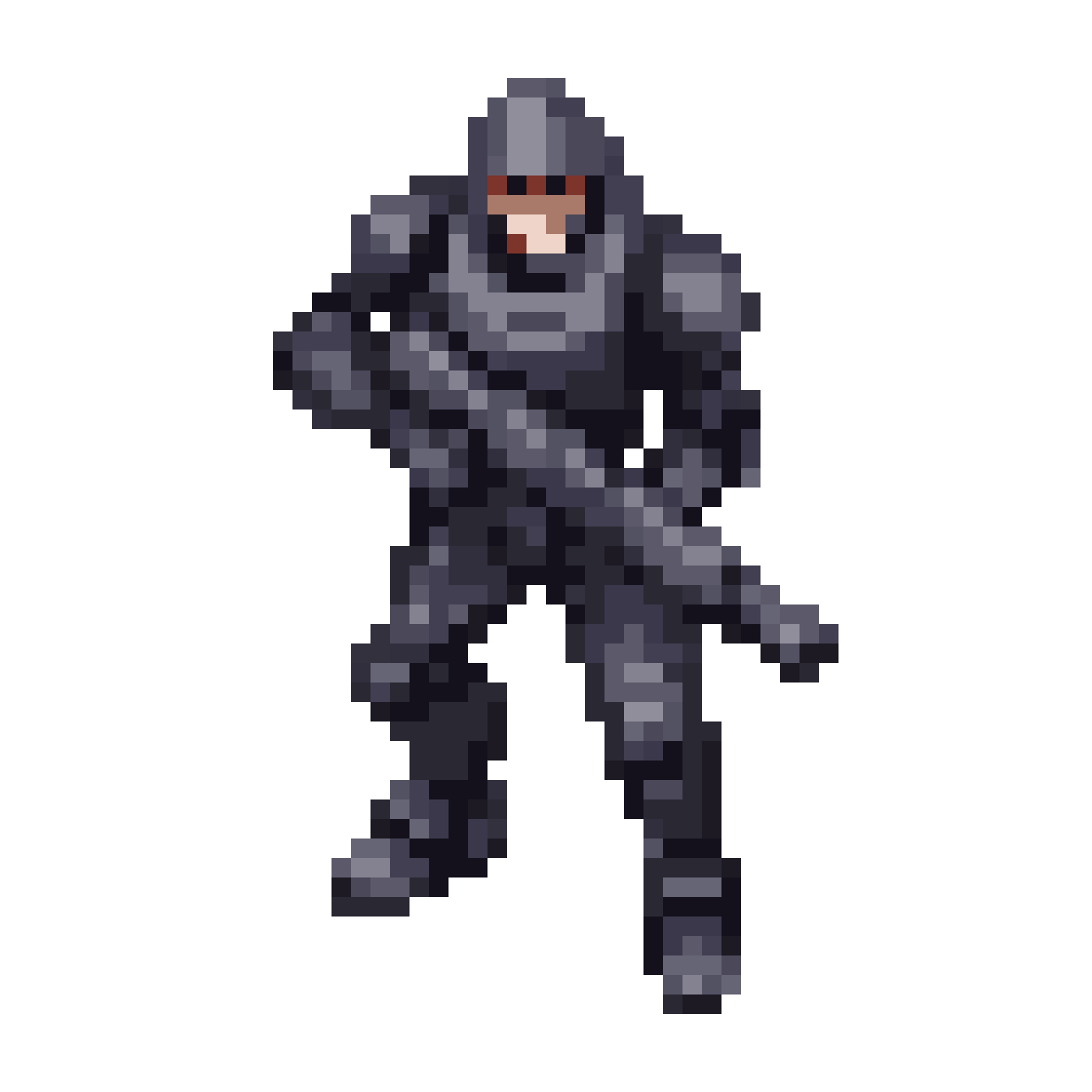 space soldier in heavy armor pixel art