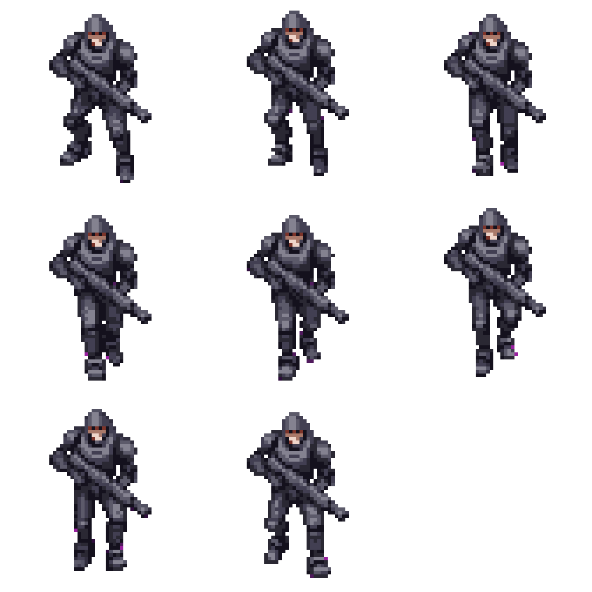 space soldier in heavy armor Walking pixel art