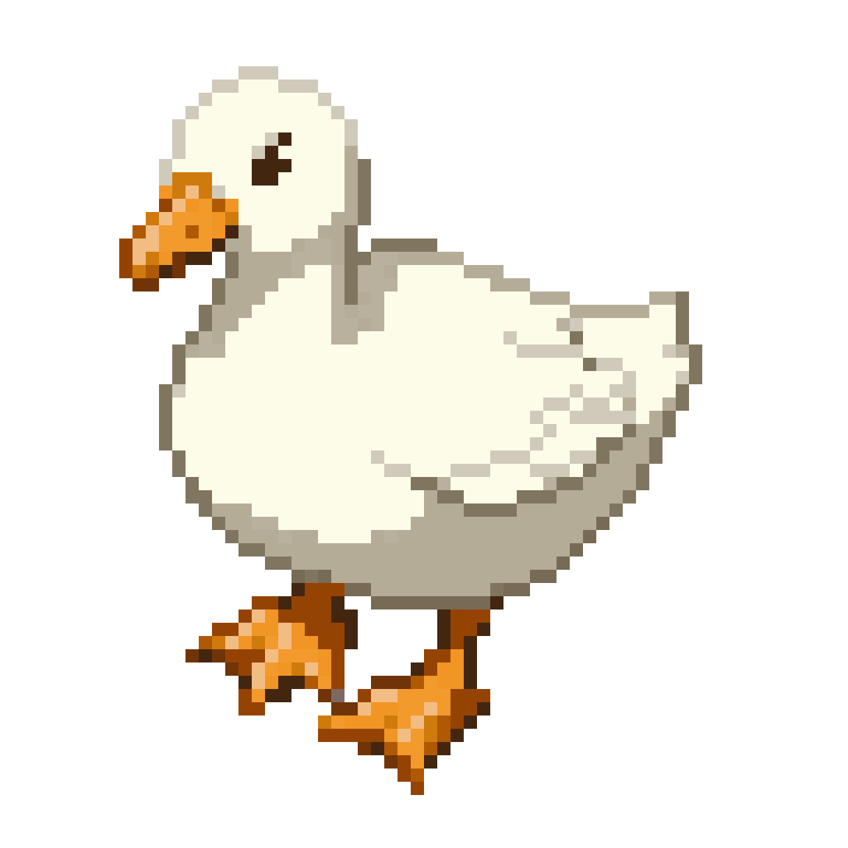 biped humanoid white duck cartoon pixel art