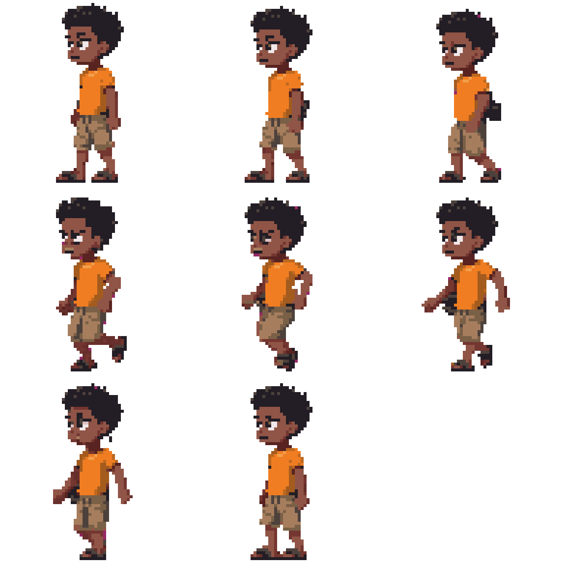 Young Cameroonian Street Thief Running pixel art