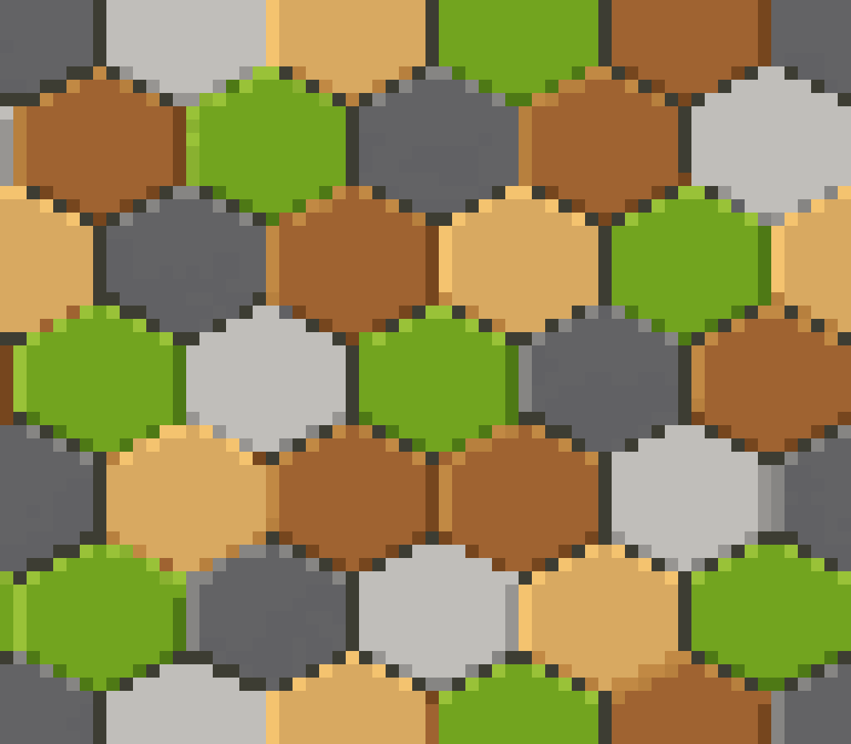 Flat-top hexagonal tile pixel art