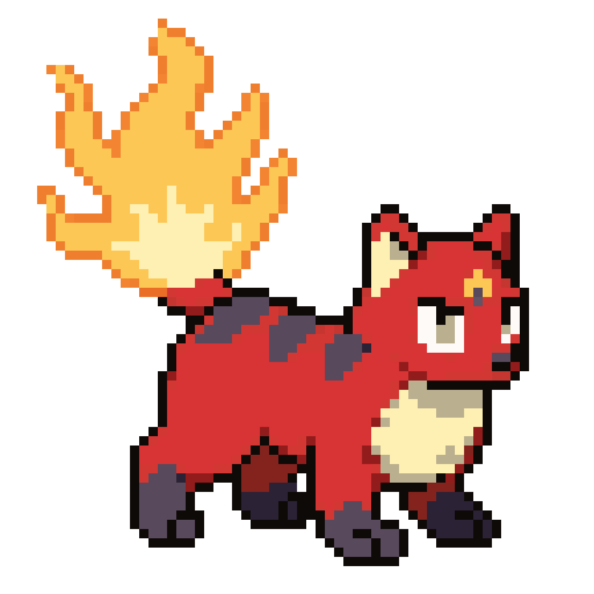 Stage 2 Fire Cat Evolution Sprite pixel art