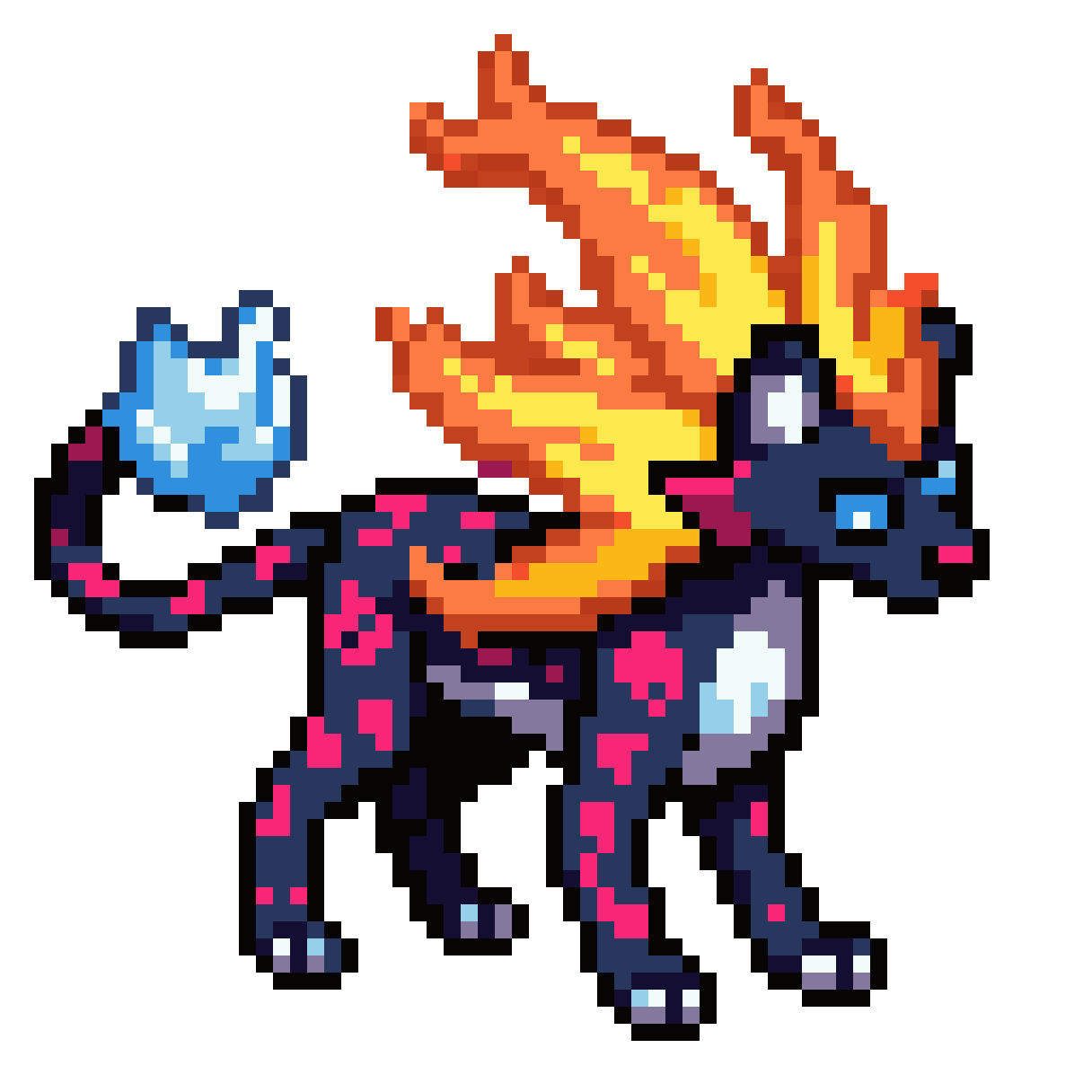 Legendary Fire Cat Evolution pixel art