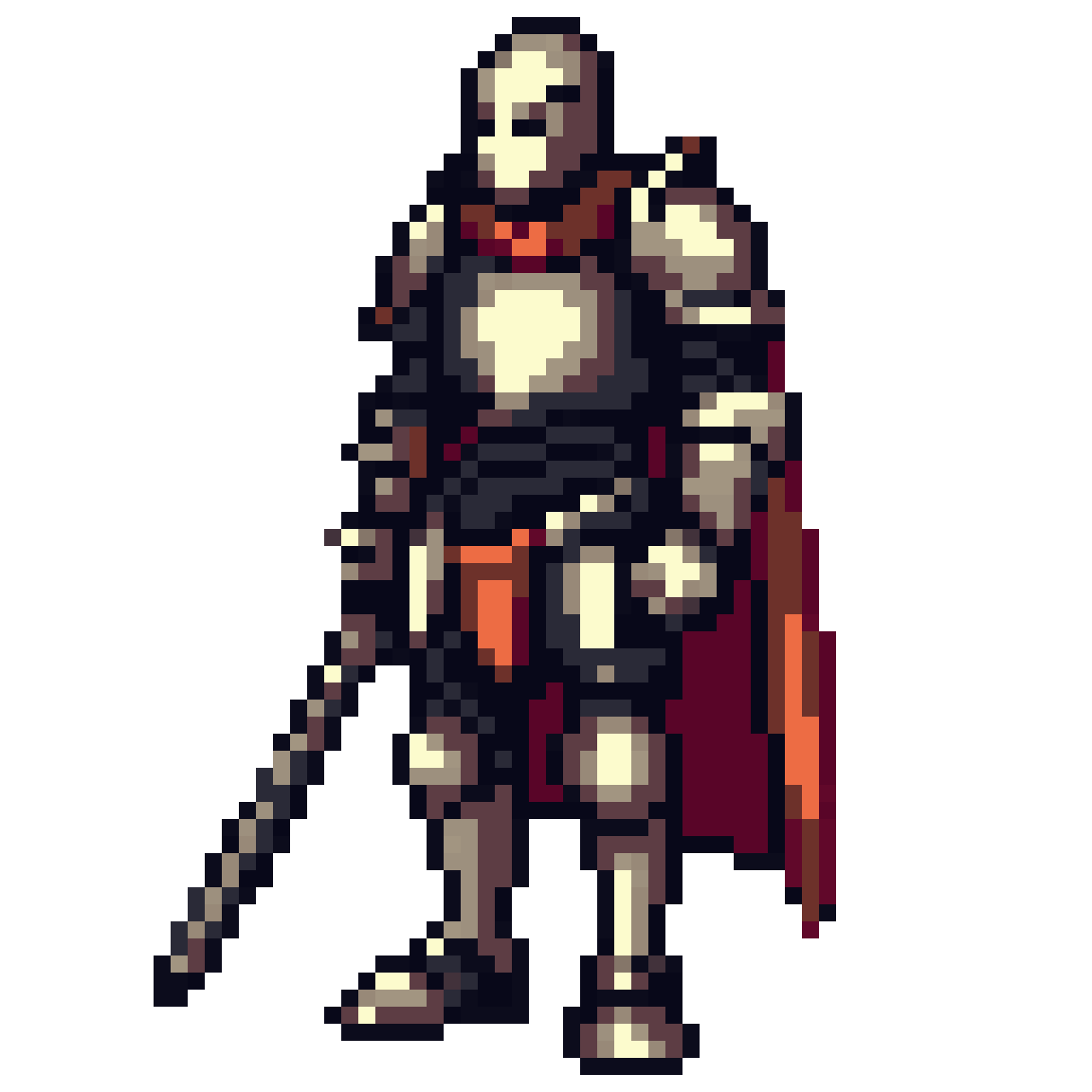 Gothic Medieval Knight in Rustic Armor pixel art