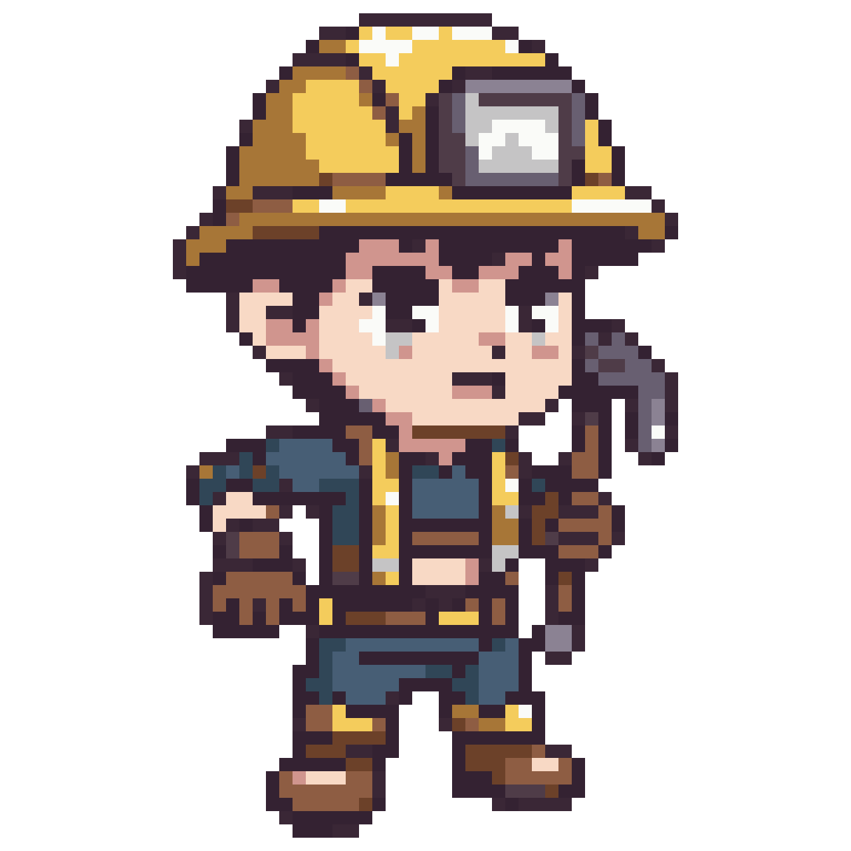 Friendly cartoon pixel art miner pixel art