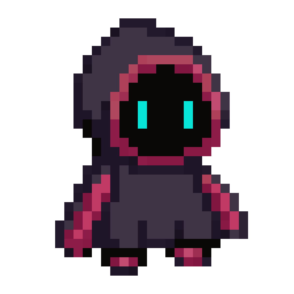 Small dark humanoid character sprite pixel art