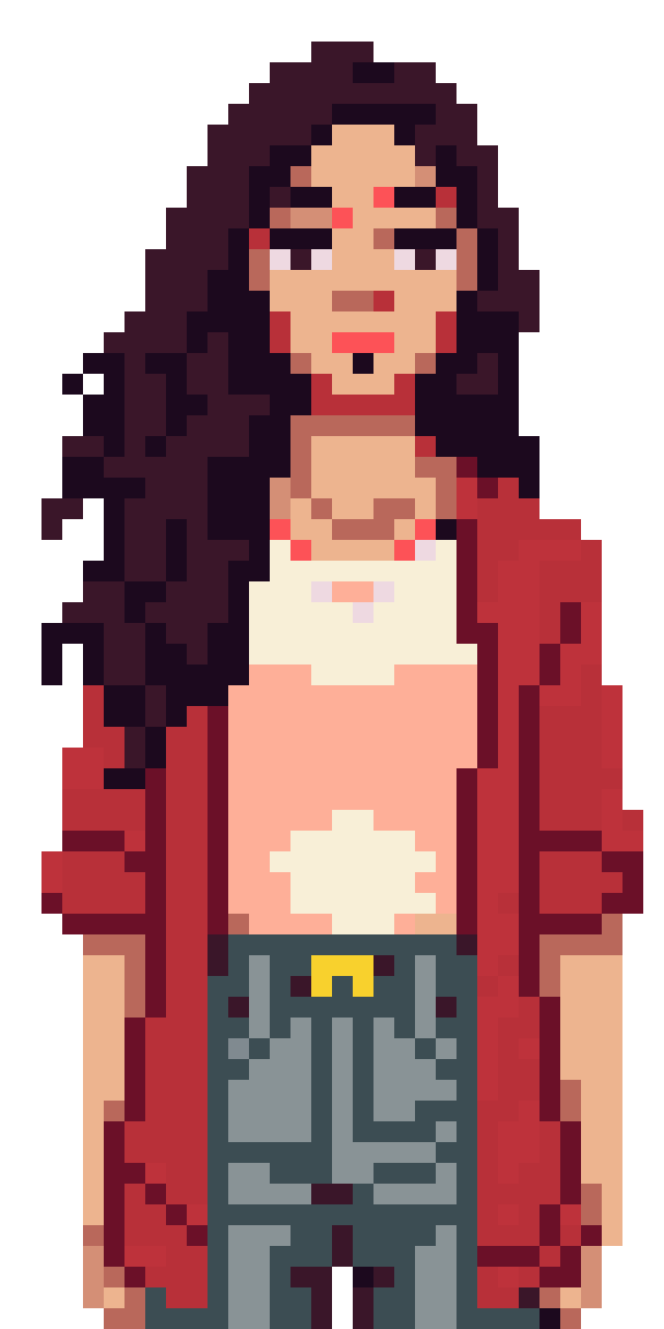Female Main Character in Abstract Style pixel art