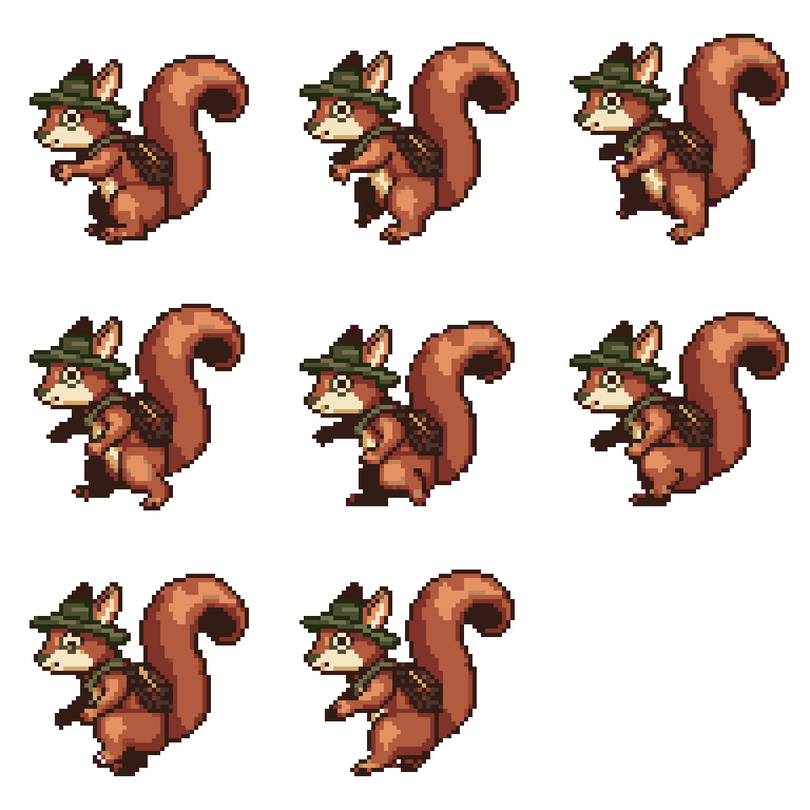 Adventurer Squirrel Walking pixel art