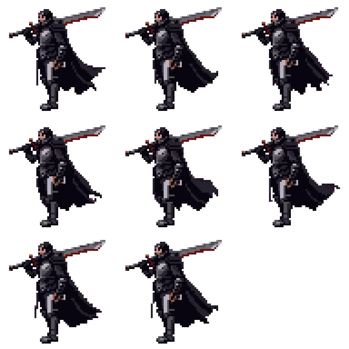 Dark Fantasy Mercenary Warrior Sprite Idle pixel art