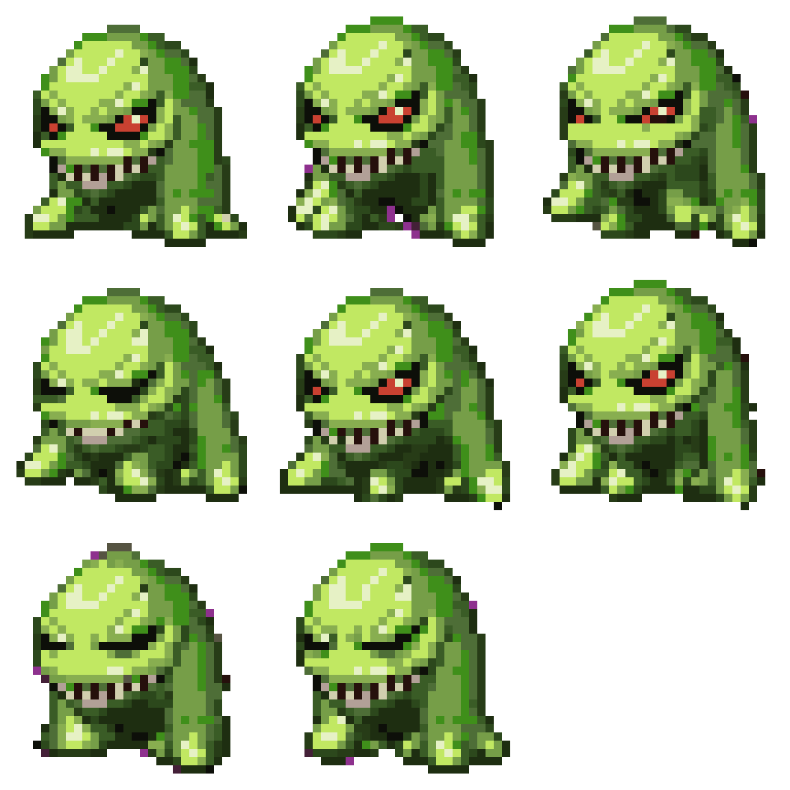 Squat Slime Monster with Cash and Oil Walking pixel art