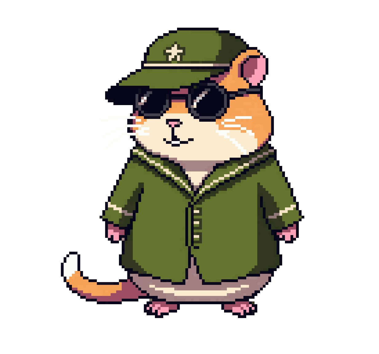Cute Drill Sergeant Hamster Character pixel art