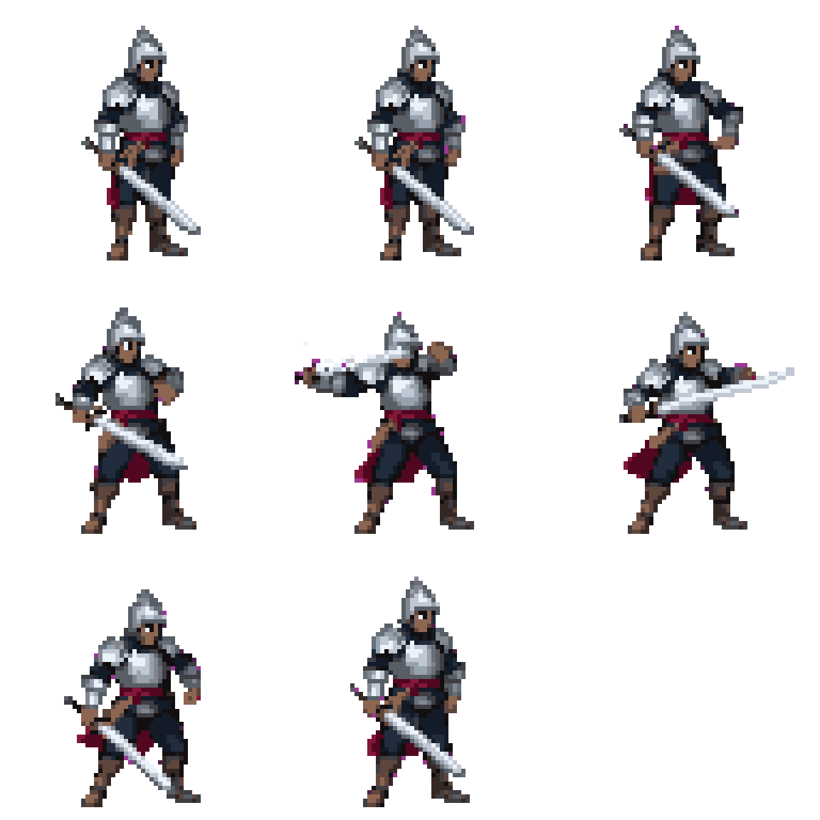 Medieval Knight Warrior Hurt pixel art