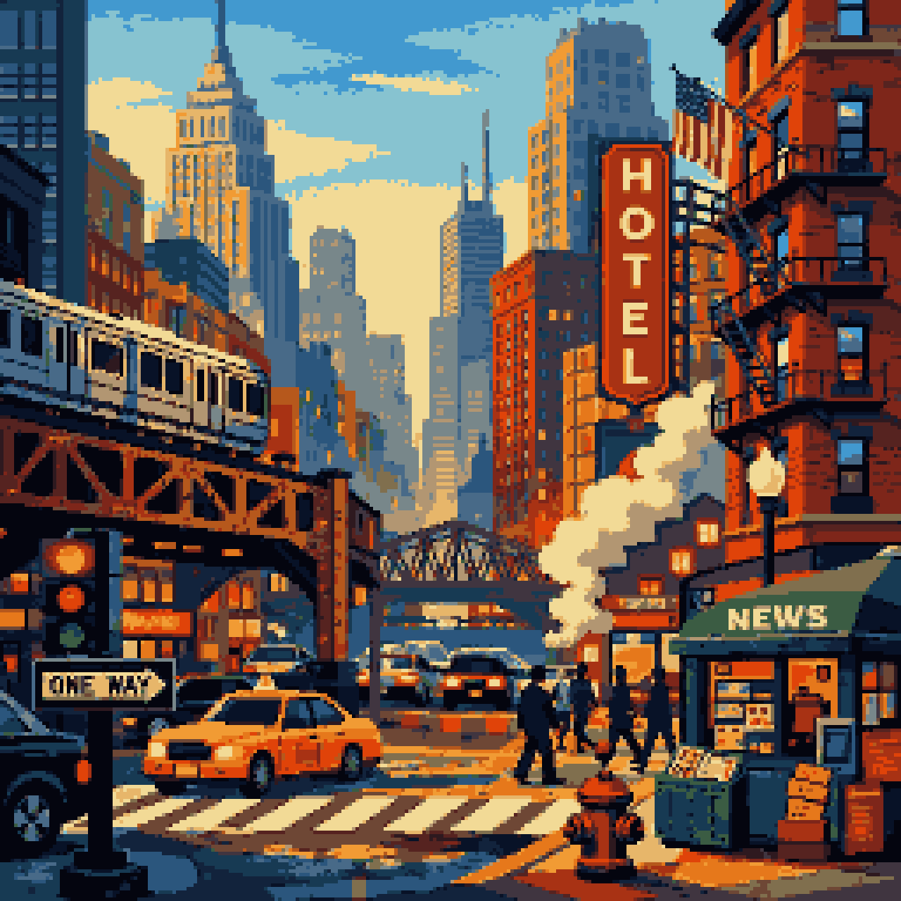 New York Style Chicago Background pixel art