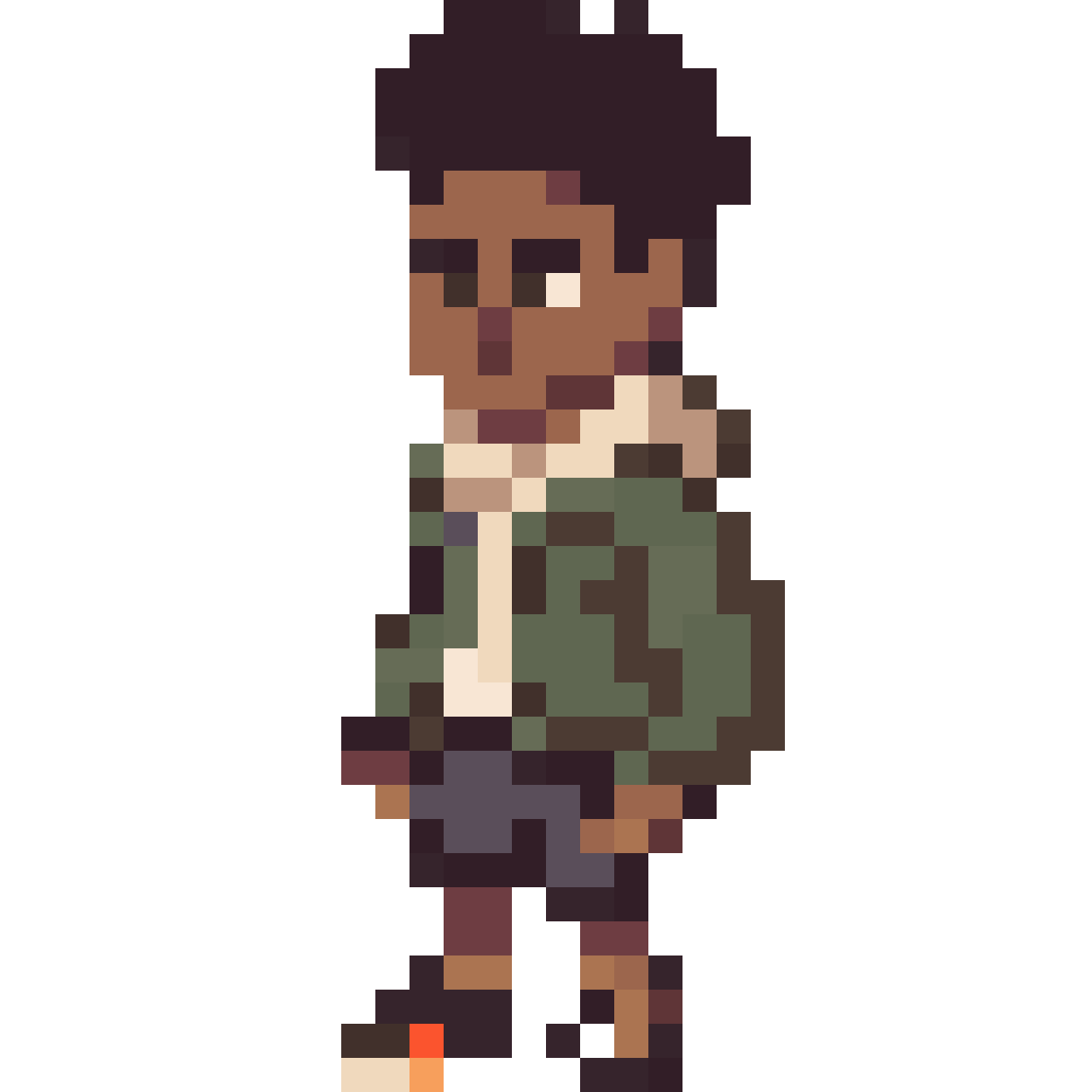 African boy secret agent sprite pixel art