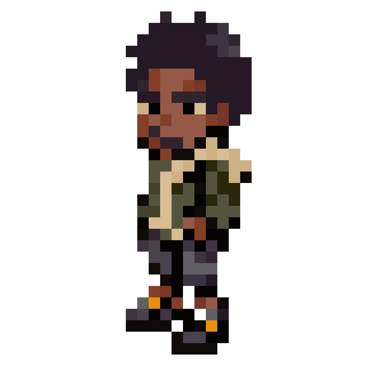African boy secret agent sprite pixel art