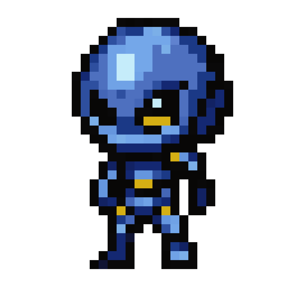 blue character with shading pixel art