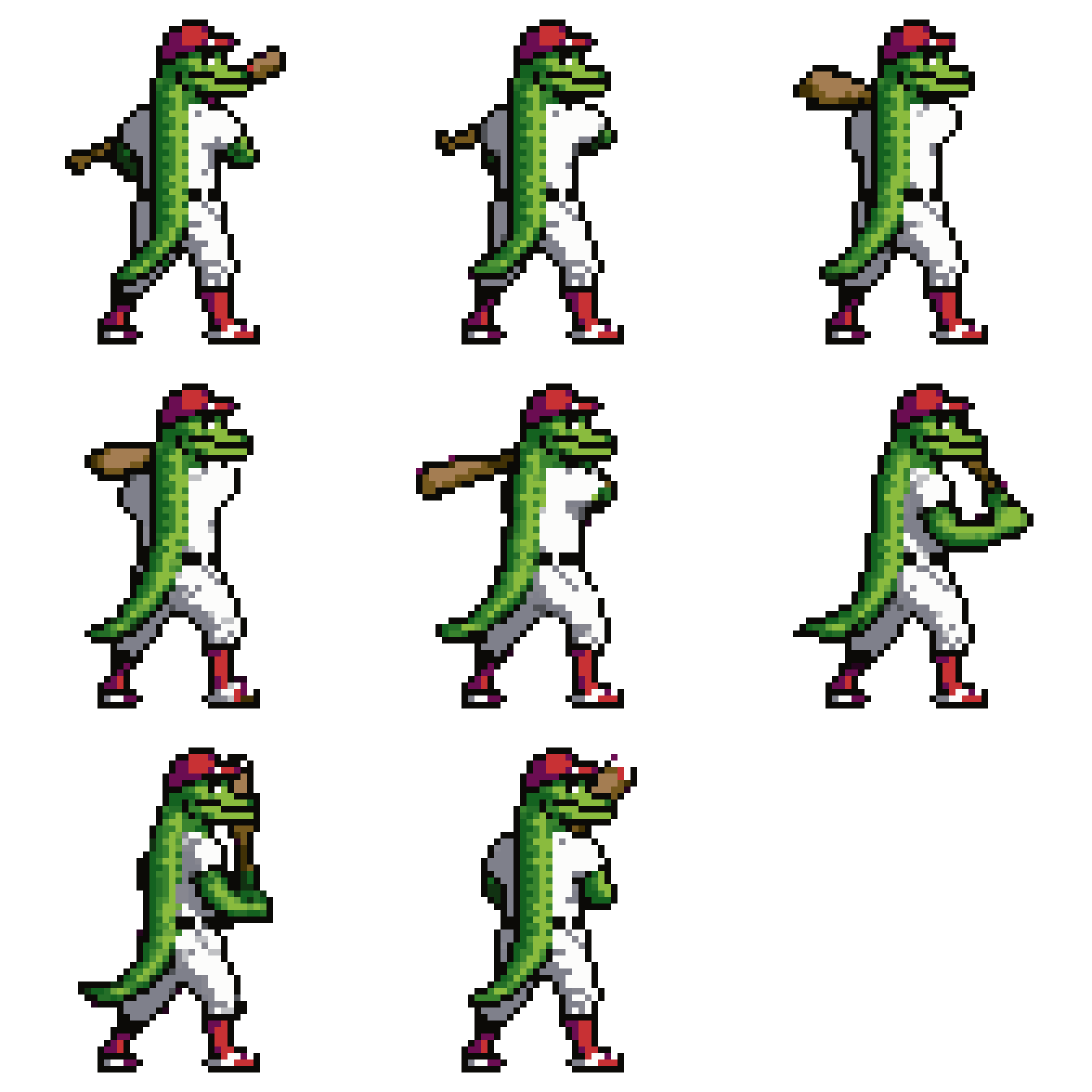 16-bit Sega Genesis style baseball Attacking pixel art