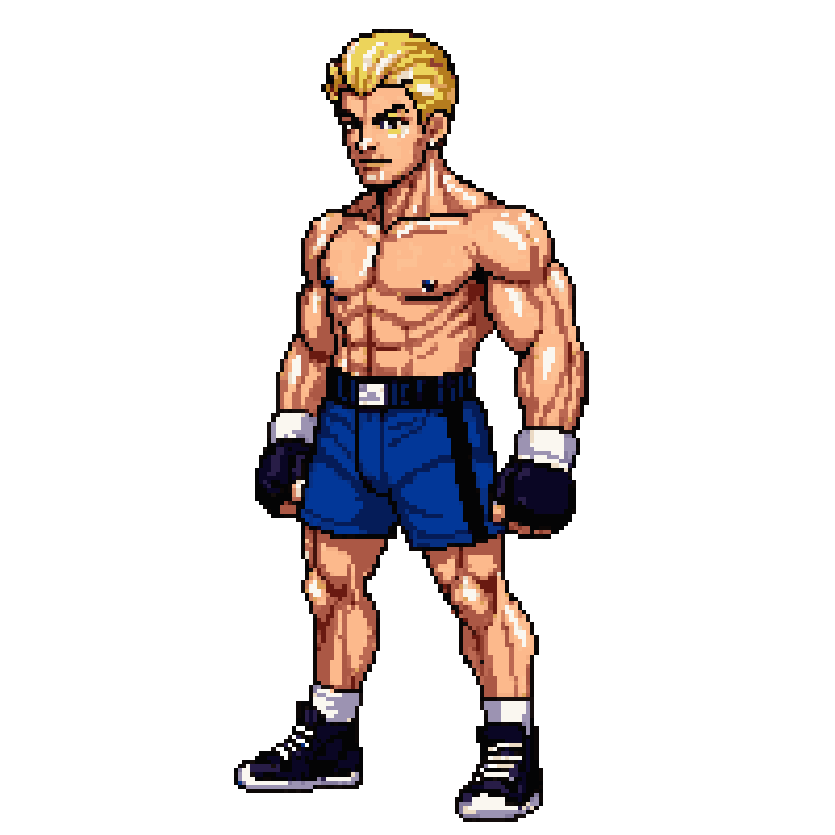 Muscular Blond Male Boxer pixel art