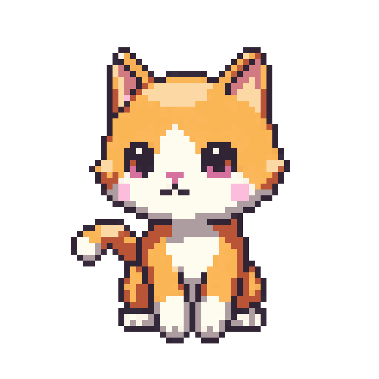 Cute Simple Orange and White Cat pixel art